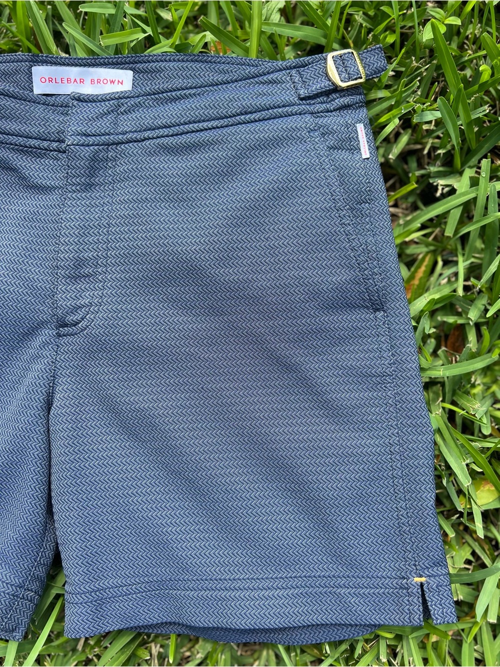 Rare Orlebar Brown Navy Textured Flat Front Shorts - Limited Edition - Picture 1 of 11